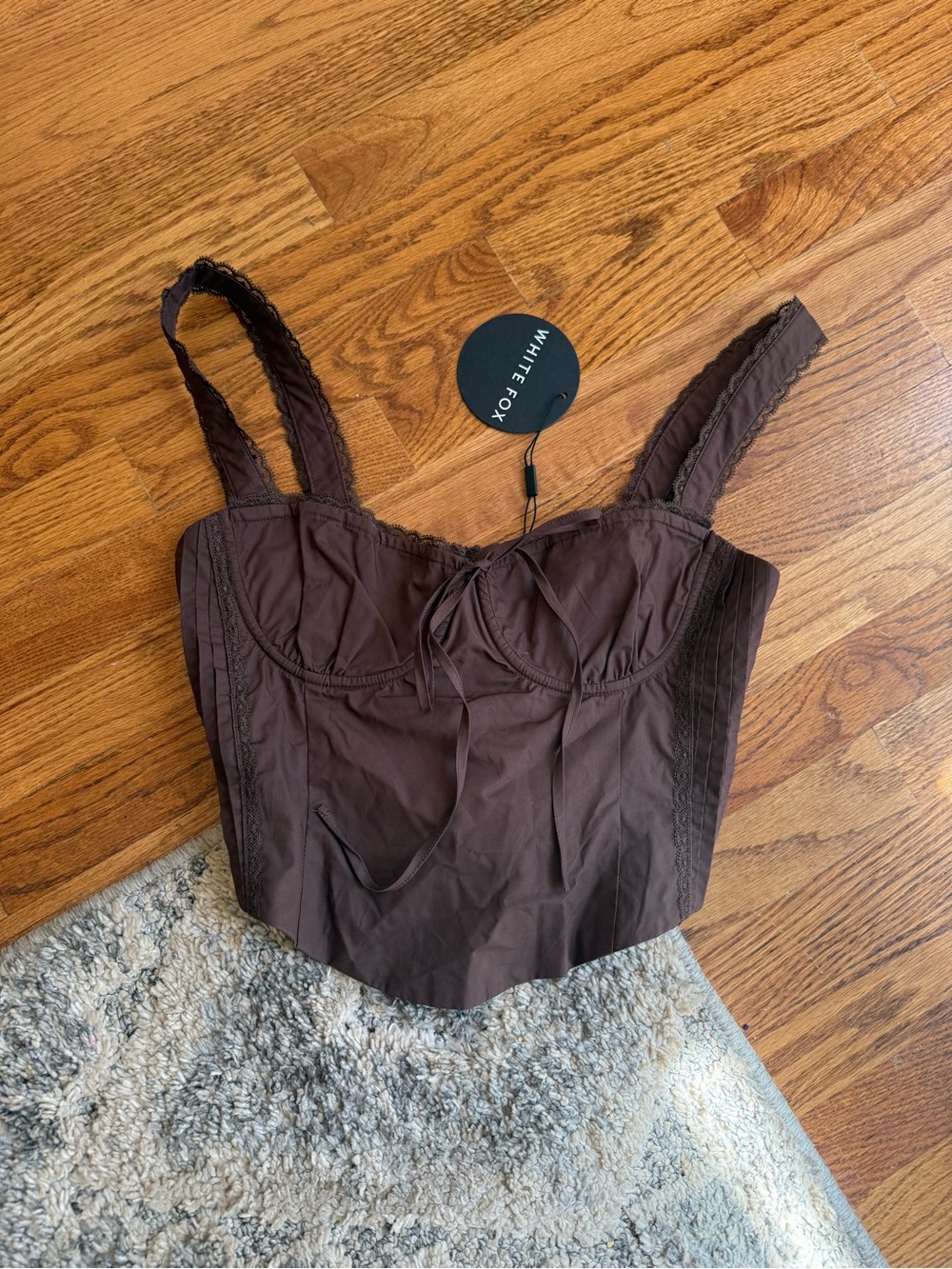 NWT White Fox Boutique Chocolate Bustier Top sz: Small